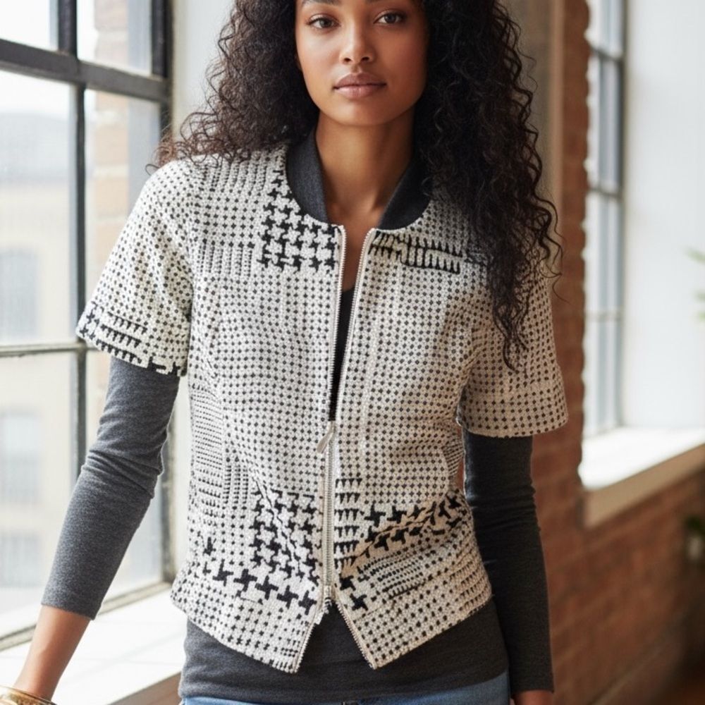 ‎CAbi short sleeve jacket printed